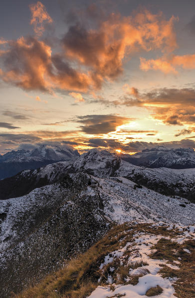 Last rays of sun at Giau Pass,Colle Santa Lucia,Belluno district, Veneto, Italy