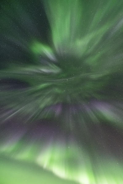 Northern lights in the sky in winter. Troms county, Northern Norway, Norway.