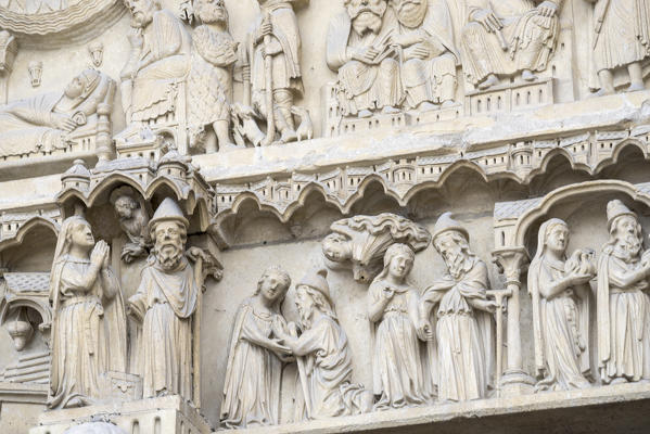 Entrance decor of the Notre Dame De Paris Cathedral, Paris, France
