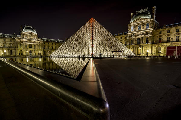 View of the Louvre Museum and the Pyramid, Paris, France