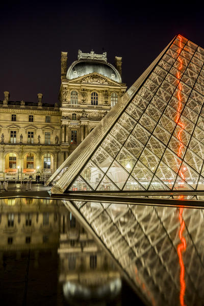 View of the Louvre Museum and the Pyramid, Paris, France