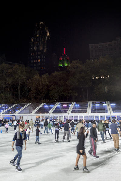 USA, New York City, Manhattan, Ice rink in New York