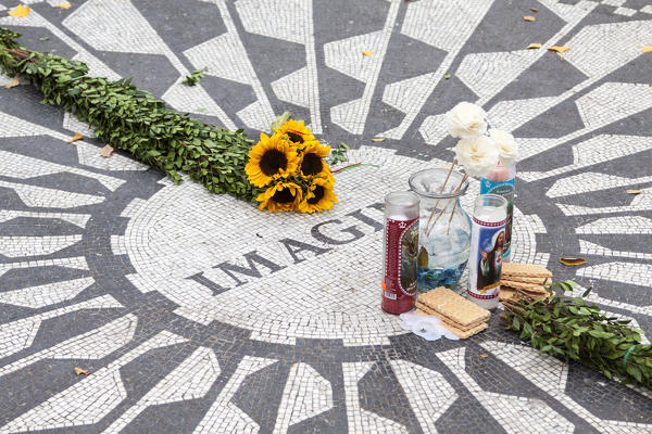 Mosaic commemorating John Lennon, Strawberry Fields, Central Park, Manhattan, New York City, USA