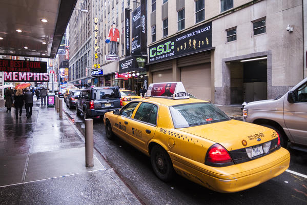 USA, New York, New York City, yellow city cab