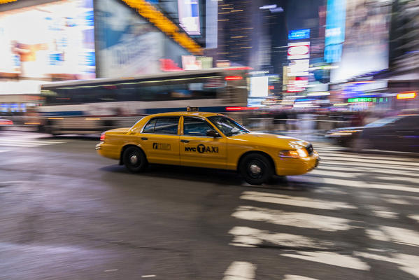 USA, New York, New York City, yellow city cab