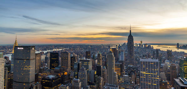 Midtown skyline with Empire State Building from the Rockefeller Center, Manhattan, New York City, USA