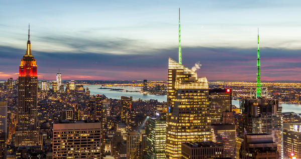 Midtown skyline with Empire State Building from the Rockefeller Center, Manhattan, New York City, USA