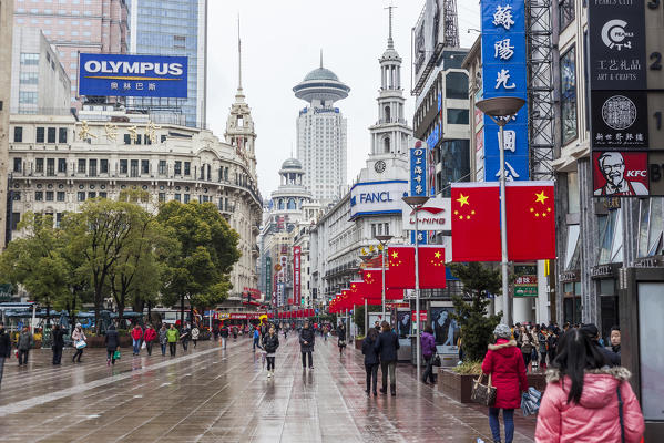 China, Shanghai. Nanjing Road one of the world's busiest shopping streets