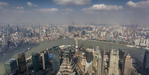China, Shanghai, Pudong new area, Jinmao tower, Oriental Pearl Tower, and pudong skyline