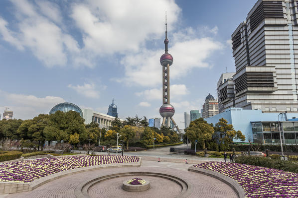 China, Shanghai. The Oriental Pearl Tower in Pudong
