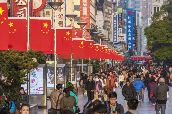 China, Shanghai. Nanjing Road one of the world's busiest shopping streets