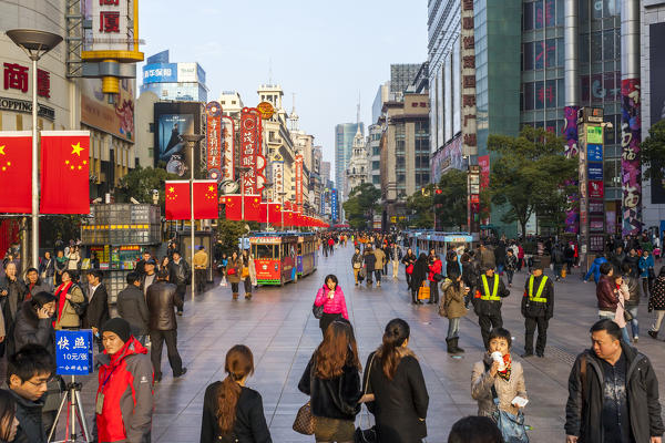 China, Shanghai. Nanjing Road one of the world's busiest shopping streets