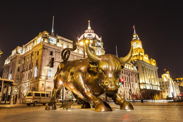 China, Shanghai, The Bund, The Financial Bund Bull, Sculptor Arturo Di Modica
