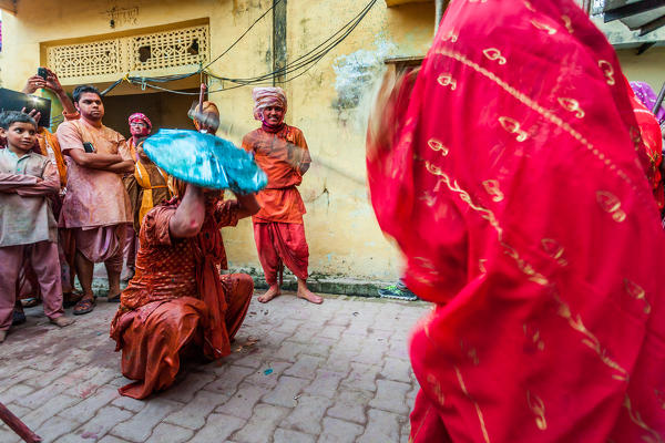 Asia, India, Uttar Pradesh, Nandgaon, Lathmar Holi festival