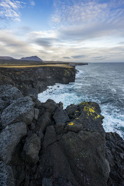 Basalt cliffs in Londrangar, Snaefellsjoekull National Park, Western Iceland, Europe
