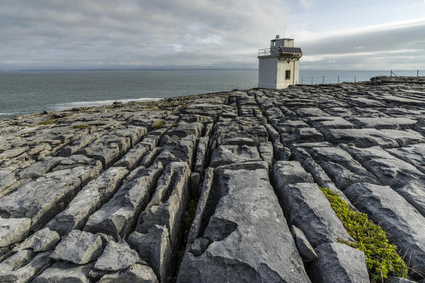 Blackhead lighthouse in Burren National Park, Munster, Co.Clare, Ireland, Europe.