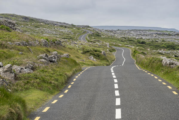Road in Burren National Park, Munster, Co.Clare, Ireland, Europe.