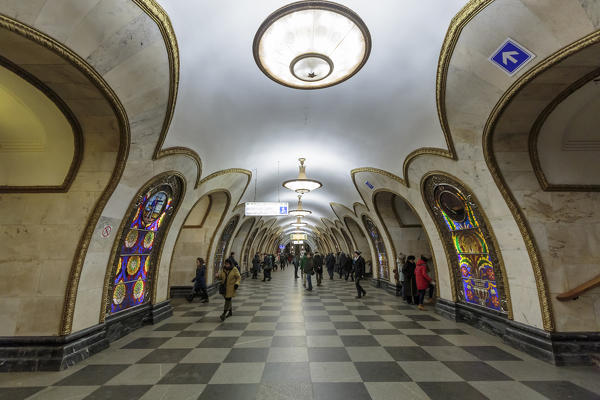 Russia, Moscow, Novoslobodskaya Metro