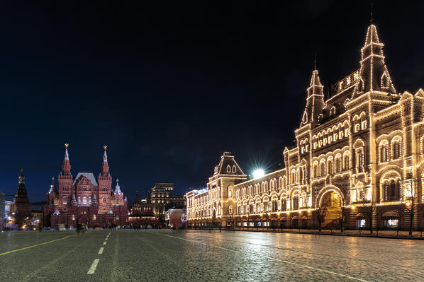 Russia, Moscow, Red square at night
