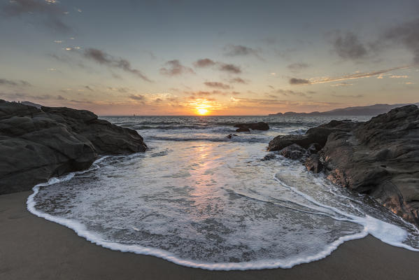 Sunset shot from Baker Beach. San Francisco, Marin County, California, USA.