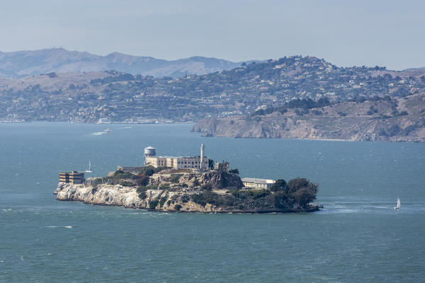 Alcatraz Island in the bay of San Francisco, Marin County, California, USA.