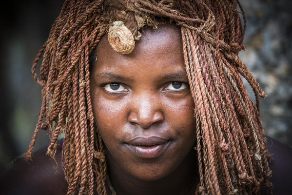 Portrait of a young Mbwata woman. Mbunza Living Museum, Kavango region, Namibia.