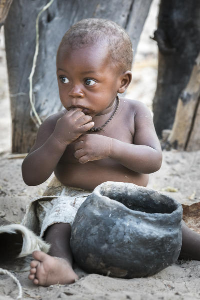 Portrait of a Mbunza child. Mbunza Living Museum, Kavango region, Namibia.