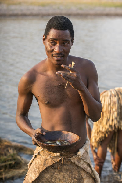Man after fishing. Mafwe Living Museum, Zambesi region, Namibia.