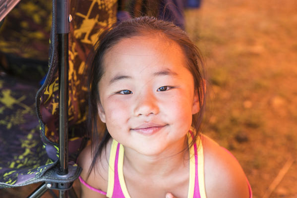 Portrait of a female Mongolian child. Bayandalai district, South Gobi province, Mongolia.