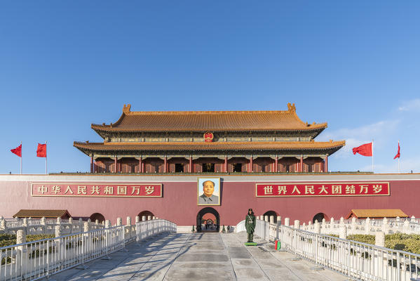 Tianamen, or Gate of Heavenly Peace, which divides Tianamen Square from The Forbidden City. Beijing, People's Republic of China.
