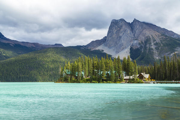 Emerald Lake Lodge and Mount Burgess in Yoho National Park, Field, British Columbia, Canada