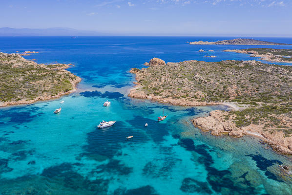 Asinelli Step strait between Razzoli Island and Santa Maria Island in the Maddalena Archipelago, Olbia-Tempio, Sardinia, Italy