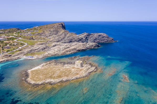 La Pelosa Beach and Tower of the Falcon in Stintino, Sassari, Sardinia, Italy