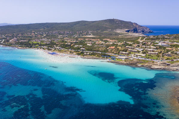 La Pelosa Beach and Tower of the Falcon in Stintino, Sassari, Sardinia, Italy