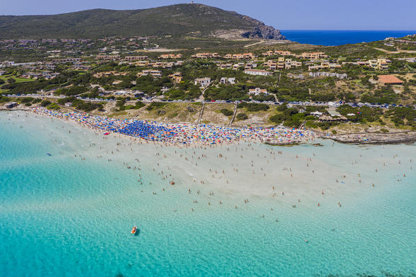 La Pelosa Beach and Tower of the Falcon in Stintino, Sassari, Sardinia, Italy