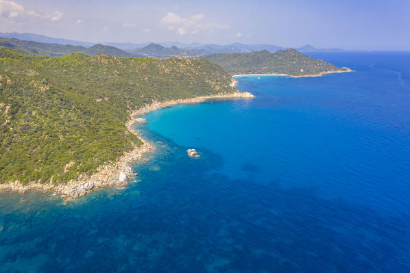 Panormamic coastal road between Muravera and Villasimius, Cagliari, Sardinia, Italy