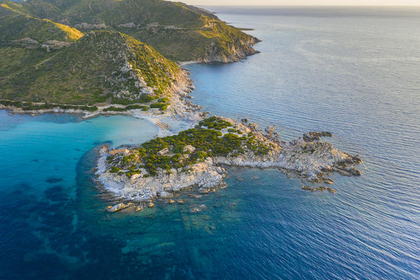 Punta Molentis cape and beach, Villasimius, Cagliari, Sardinia, Italy