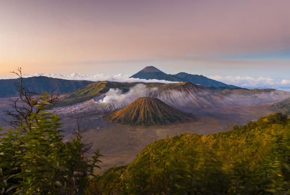 Sunrise on Mt.  Bromo and the Tengger Semeru caldera from Mount Penanjakan