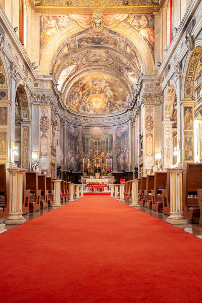 View of the central nave of the Church of the Holy Spirit in the Saxon District
Europe, Italy, Lazio, Province of Rome, Rome