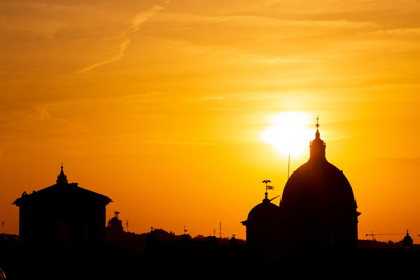 The roofs and Dome of Rome in silhouette at Sunset
Europe, Italy, Lazio Region, Province of Rome, Rome
