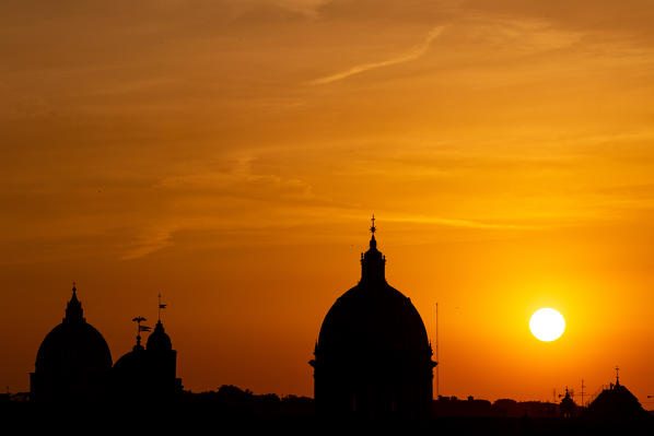 The roofs and Dome of Rome in silhouette at Sunset
Europe, Italy, Lazio Region, Province of Rome, Rome