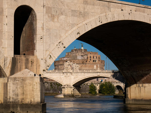 The Castle of the Holy Angel framed in the arch of a bridge
Europe, Italy, Lazio Region, Province of Rome, Rome