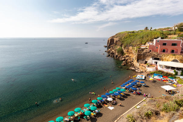 Cala nave beach, the most important beach in Ventotene island.
Europe, Italy, Lazio, Province of Latina, Island of Ventotene