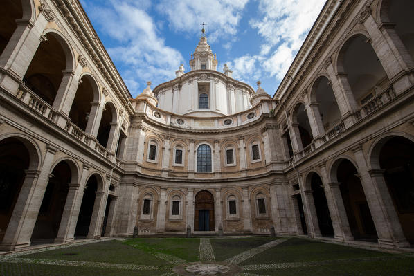 The internal courtyard of the Basilica of Sant'Ivo alla Sapienza, built on a project by the architect Borromini.
Italy, Lazio, Province of Rome, Rome.