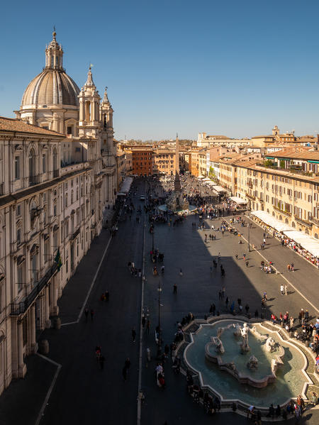 An elevated view of Piazza Navona.
Italy, Lazio, Province of Rome, Rome.