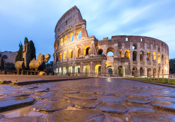 Italy, Lazio, Rome. Dawn at Coliseum