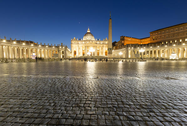 Italy, Lazio, Rome. Saint Peter's Basilica at dusk
