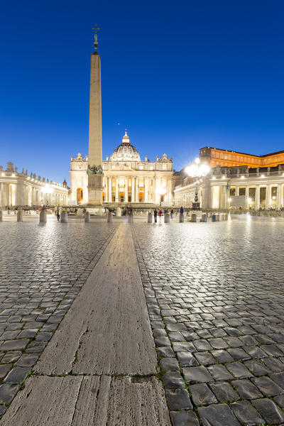 Italy, Lazio, Rome. Saint Peter's Basilica at dusk