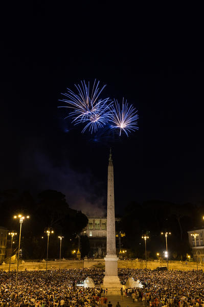 Italy, Lazio Region, Rome. Girandola at Piazza del Popolo