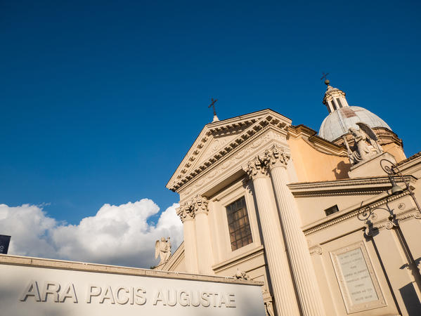 Italy, Lazio, Province of Rome, Rome. The church of St. Rocco and the wall of Ara Pacis Augustae